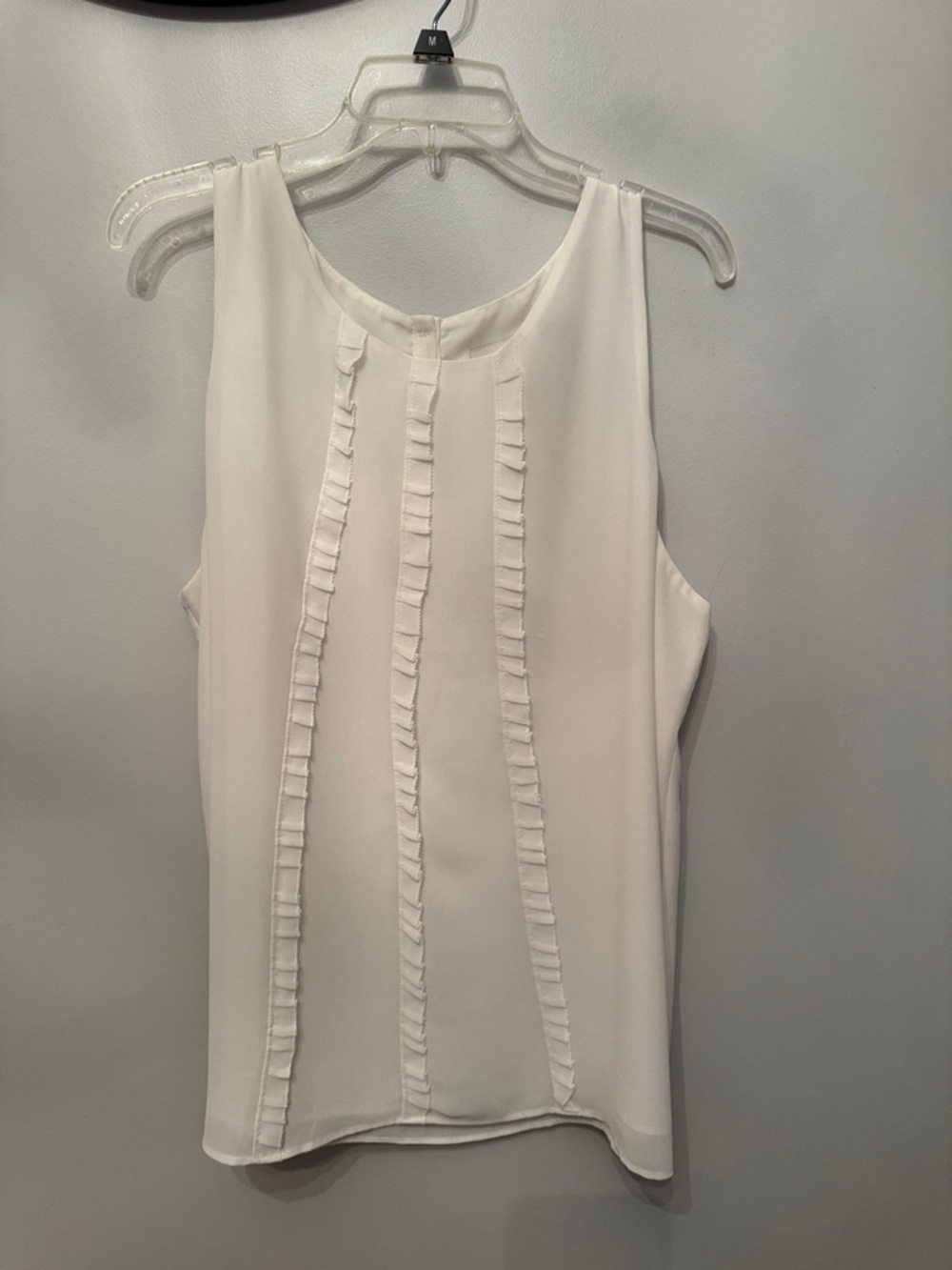 LOFT White Sleeveless Ruffle-Trim Camisole
